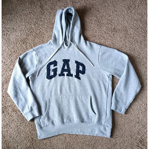 GAP Tops - Gap Hoodie Women's Medium Embroidered Gray Pullover